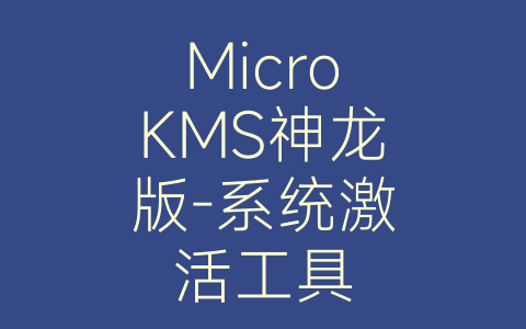 MicroKMS神龙版-系统激活工具-Z天空